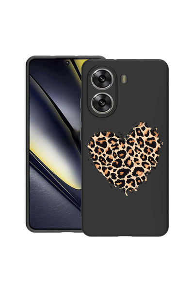 bestcase Тънък силиконов калъф за Poco X7 Pro 5G, Леопардово сърце, 1992025 B...