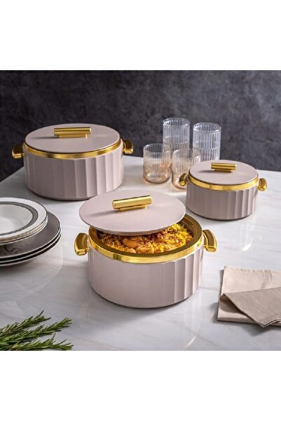 LA MESA Matte lailac & gold plastic food warmer 2L