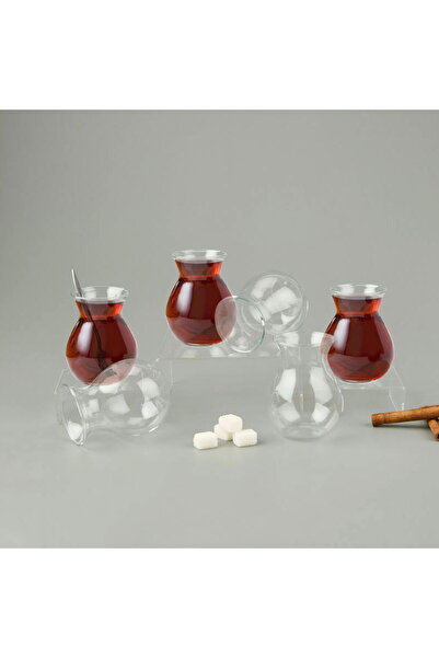 teknotrust Şeffaf Borosilikat Cam 6'lı Çay Bardağı Seti, renkli ve şık tasarım