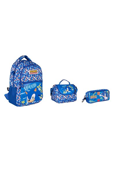 GENC DIJITAL BASKI حقيبة مدرسية سونيك، وحقيبة غداء، وحافظة أقلام