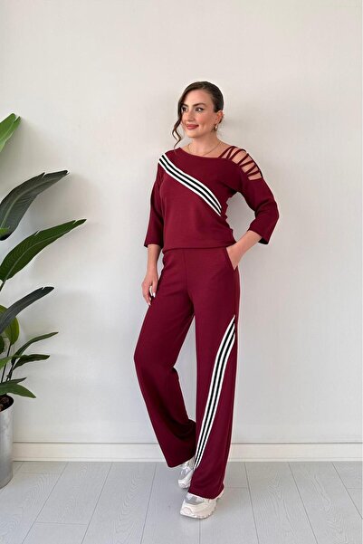MaziButik Shoulder Design Two-Piece Suit Burgundy