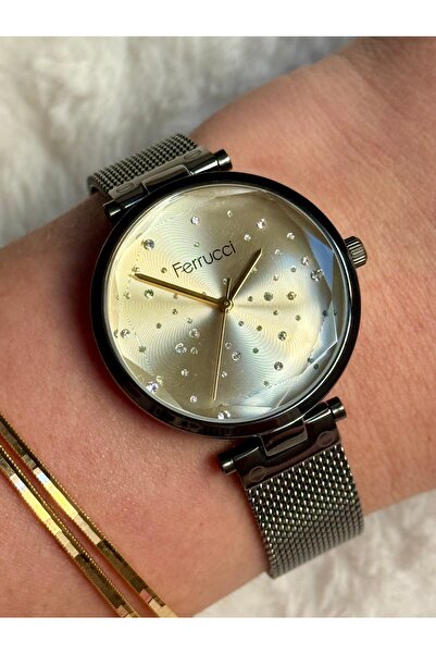 Ferrucci AJDA BİLEZİK HEDİYELİ SİYAH HASIR KORDONLU KADIN SAATİ