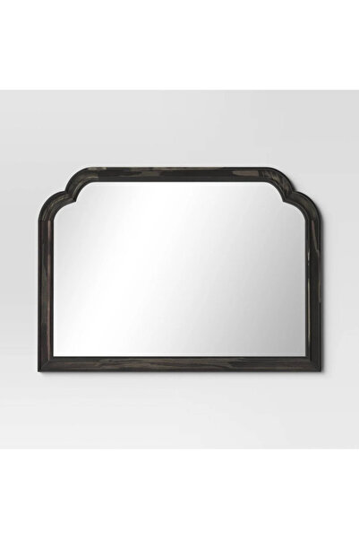 Threshold French Country Mantle Wood Mirror – Natural Threshold™ Design, Black Frame, 92x66cm