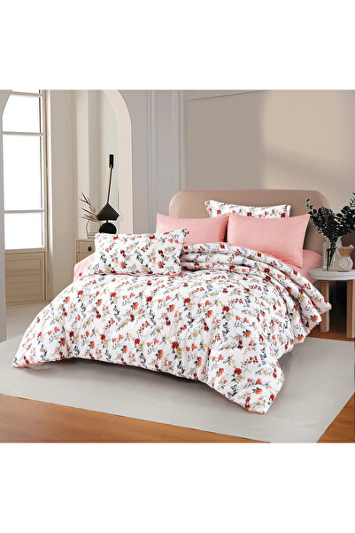 Alhabib bedding Desire Summer Bedspread Queen Size 200X150 cm White Pink Floral Print 4 Pieces