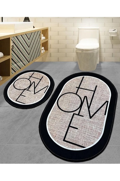 Home Water-Absorbent Non-Slip Bath Mat Set of 2 with Sponge Filling, Soft-Tex...