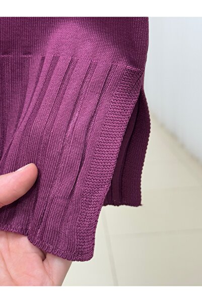 BENAHOLL Lamisa Cold Rope Tunic with Sleeves and Ribbed Bottoms-Sy3191 Plum