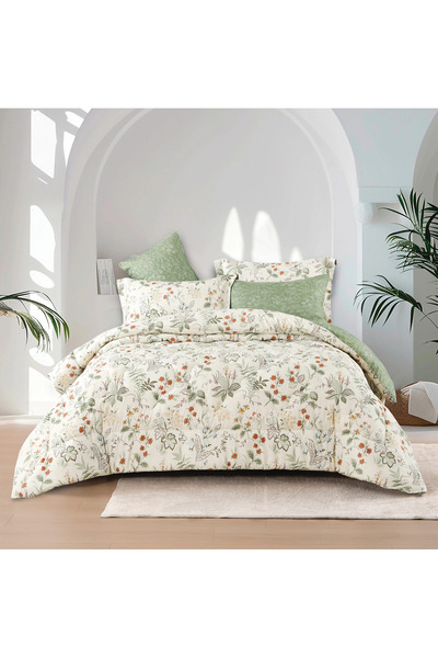 Alhabib bedding Desire Summer Queen Size Bedspread 200X150 cm Tiffany Cream Floral Print 4 Pieces