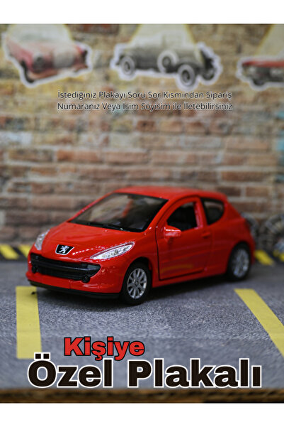 bebeym Peugeot 207 Metal Araba - 207 Oyuncak Araba - Kişiye Özel Plakalı 207