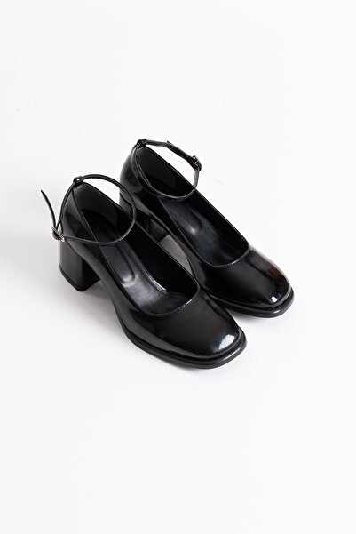 İREM Sansa Black Patent Leather Women's Heeled Shoes