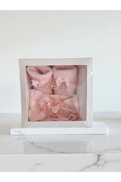 Katamino Font Baby Girl Booties Set - Pink
