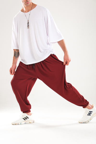 COCOPELLI Corduroy Pleated Burgundy Shalwar Pants