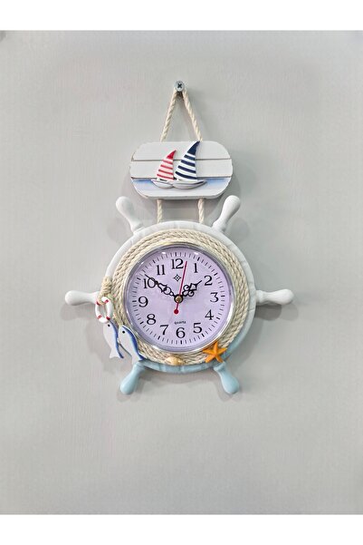 Galaxy ساعة حائط ديكورية بحبل بحري باللون الفيروزي مقاس 23 × 31 سم