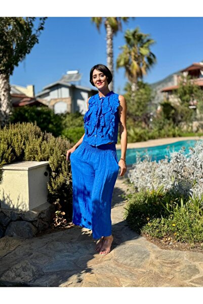 Punta Otantik Nc14092 Ruffled Sleeveless Italian Linen Suit Saks