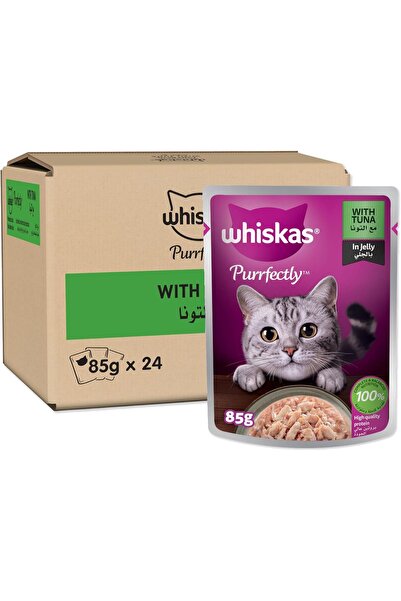 Whiskas طعام القطط الرطب من Purrfectly Fish with Tuna، للقطط البالغة من عمر س...