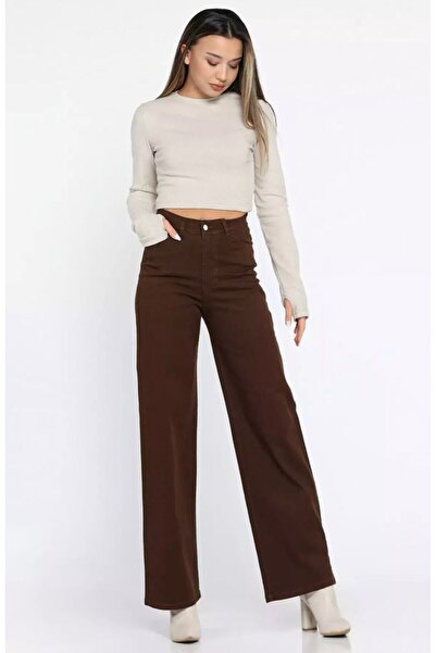OurStyles Women's High-Waist Palazzo Jeans (2026)^^^^Relaxed Fit Stretch Deni...