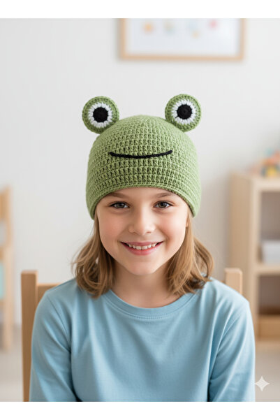 Talinhandmade قبعة الضفدع المحبوكة من القطن العضوي (8-10 سنوات) - ناعمة، قابل...
