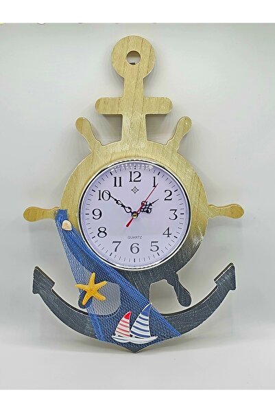 Galaxy Wooden Decorative Anchor Rudder Wall Clock 45 cm X 31 cm Yellow