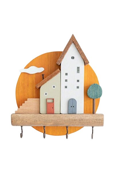 The Casius. Casuta nordica pentru organizarea cheilor, design Apus de soare, 18 x 20 x 4 cm, multicolor