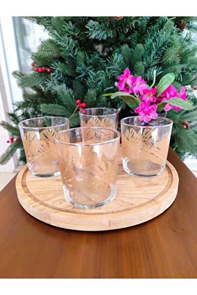 Madame Coco Golden Leaves Pierretta Set of 4 Water Glasses - 380 ml