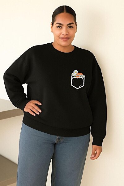 BENROMA 3-нишка джърси джоб с принт на маргаритки, голяма унисекс блуза