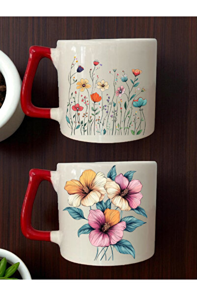 lili hediyelik طقم أكواب مكون من قطعتين مطبوع عليه زهور - هدايا لعيد الميلاد،...