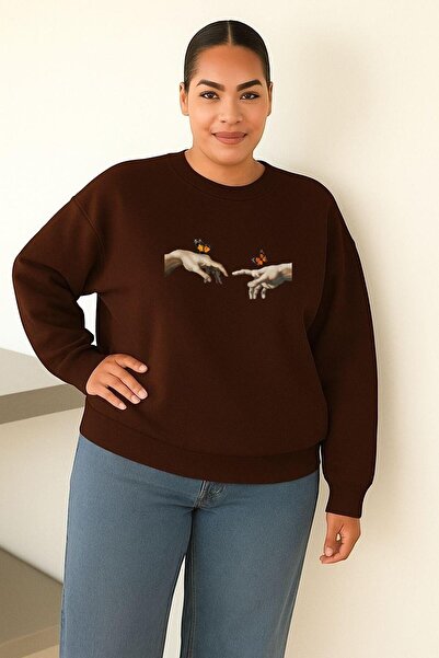 BENROMA Φούτερ μεγάλου μεγέθους unisex με στάμπα με 3 νήματα χτενισμένο βαμβάκι