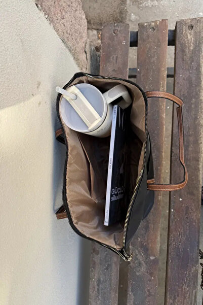 LEONAS Striped Front Eyelet Women's Shopper Bag Carmira St0023 Black