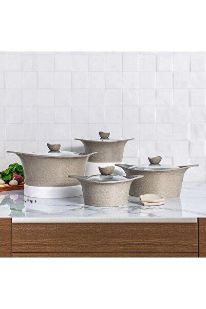 Alberto Almuinum 8pcs cookware set, light brown