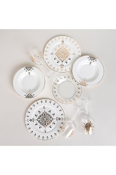 LA MESA gold Porcelain/glass 16 pc dinner plate
