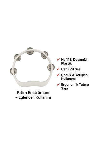 long way 5 adet Beyaz Gelin Nedime Tefi Defi, Kına Gecesi Düğün Damat Sünnet Halay Metal Zilli Plastik Tef