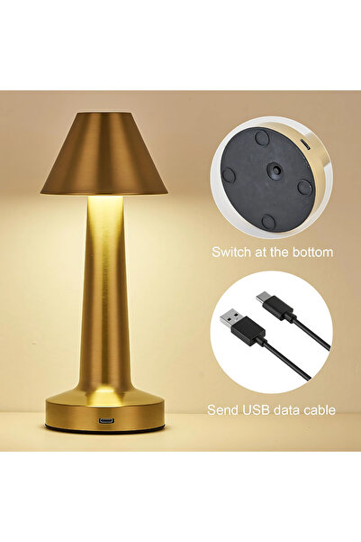 ETRONIK Silver Bell Shape LED Table Lamp, Portable Cordless Night Light with 3-Level Dimmable Brightness