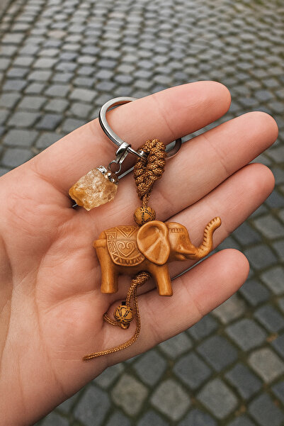 Sunshe Atelier Breloc cu piatră de citrin (abundanță, binecuvântare, noroc, c...