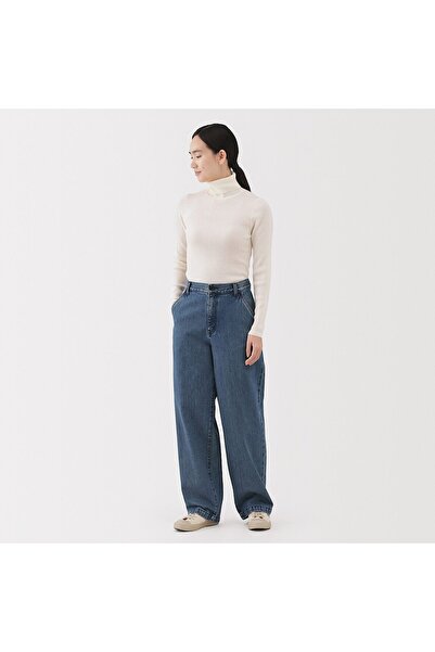Muji Kapok Blended Denim Wide Tapered Pants