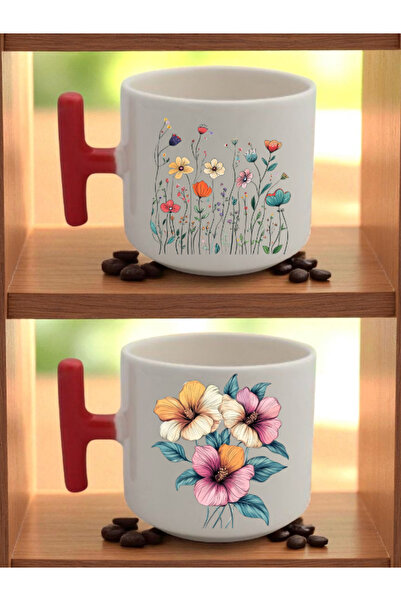 lili hediyelik زهور - طقم من كوبين للاتيه - أفكار هدايا للرجال والأحباء، هداي...