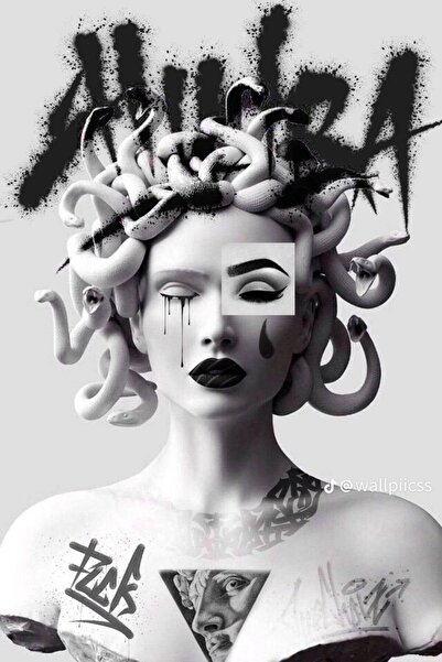özkacar MODERN MEDUSA TATTO V1 Ev Duvar Salon Güzellik Salonu Ofis Dükkan Dekarasyon Kanvas Tablo