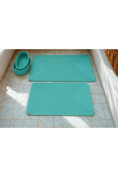 MaVaux Vndk Jute, Wicker, Bath Mat Set, Bathroom Basket Set, Mat Set Toilet Seat Set Bath Set