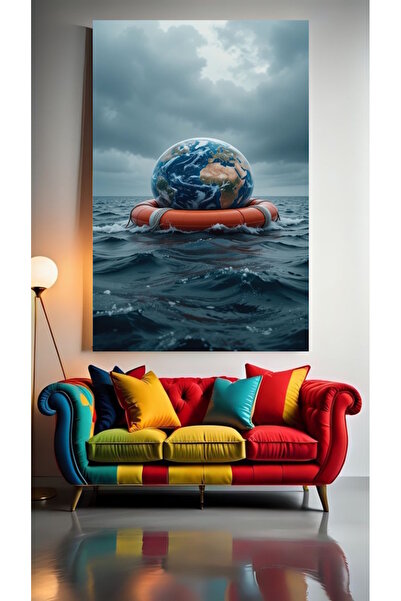 özkacar KURTULAN DÜNYA V1 Tablou pe pânză pentru decorarea casei, perete, sal...