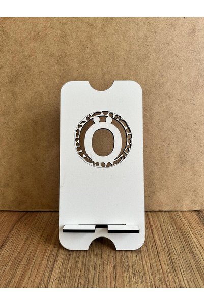 softclass Masa Üstü ''Ö'' HARFLİ Özel Harf Ahşap Telefon Tutucu Aparatı 17cm Sabitleyici Telefon Tutacağı