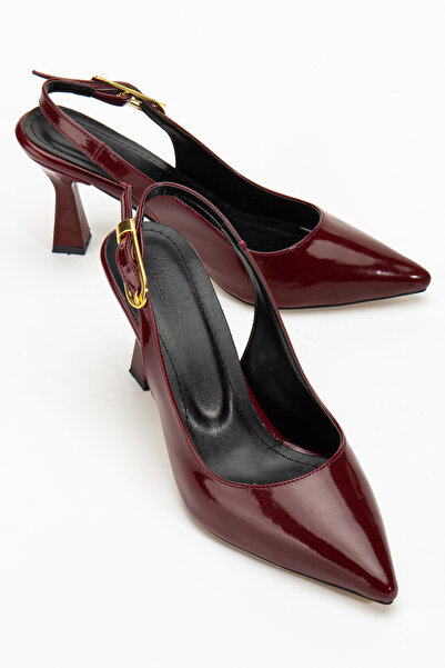 Atelier Lakonia Bordo Kadın Sivri Burun Topuklu Ayakkabı Arka Açık Stiletto