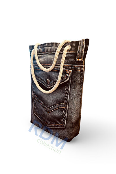 rdm collection Kadın Kanvas Plaj ve Alışveriş Çantası - Kot Desen