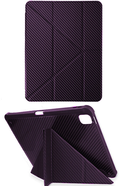 Nezih Case iPad Pro 13 (2024) Uyumlu Karbon Fiber Tasarımlı Kalem Bölmeli Sta...