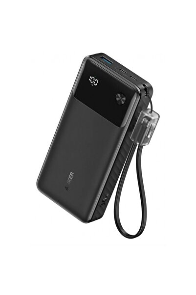 Anker Power Bank 20000mAh, 1xUSB-A, 2xUSB Type-C, QC+PD, 30W, Display, ABS, Black