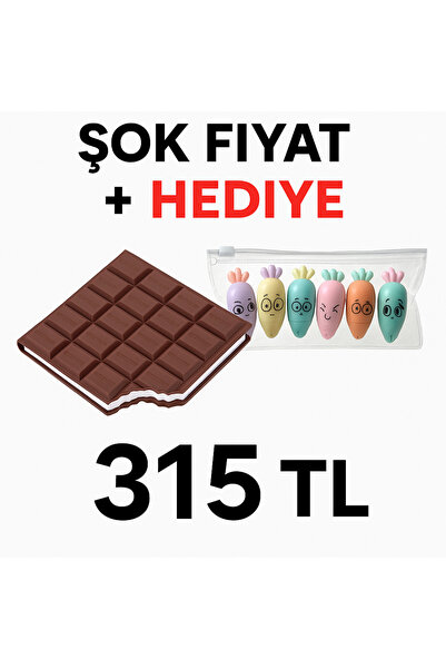 NazliHome Çikolata Defter + Havuç Fosforlu Kalem Seti – ŞOK Fiyat+Hediye!