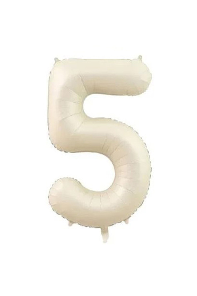eahome 5 Number Helium Balloon 76 cm Retro Cream Color - 5 Year Old Balloon - 5 Year Old Balloon - 5 Number Balloon