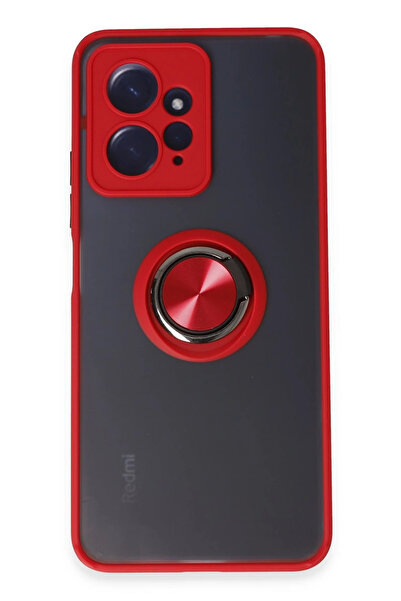 cepmoda Xiaomi Redmi “Note 12 (4g)” Case - Frosted Transparent with Ring Stand Colorful Sides Ringcover - Red