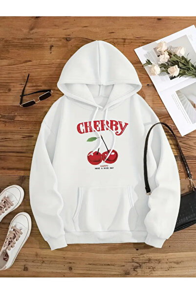 Jooy سويت شيرت بقلنسوة مطبوع عليه الكرز للموسم الجديد