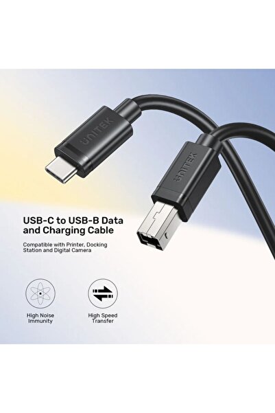 Unitek كابل بيانات وشحن من USB-C إلى USB-B، سرعة نقل بيانات تصل إلى 480 ميجابت في الثانية، بطول 1 متر | C14140ABK03-1M