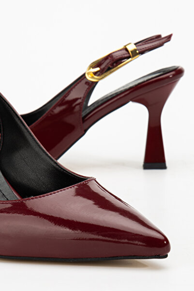 Atelier Lakonia Bordo Kadın Sivri Burun Topuklu Ayakkabı Arka Açık Stiletto
