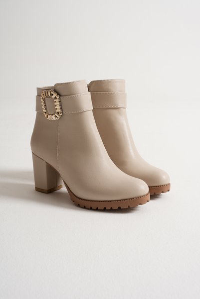 Silver Lady Women's Short Boots with Zipper and Luxury Buckle Accessories