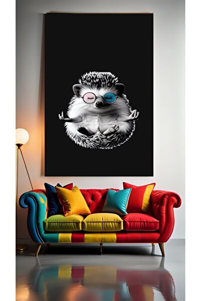özkacar PISICA CARE MEDITEAZĂ V1 Tablou pe pânză pentru decorarea casei, pere...